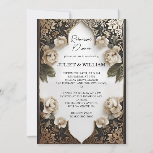 Retro Arabisch Exotisch Bold Damask repetitie dine Kaart (Voorkant)