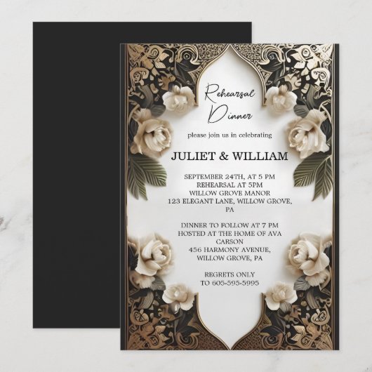 Retro Arabisch Exotisch Bold Damask repetitie dine Kaart (Voorkant / Achterkant)