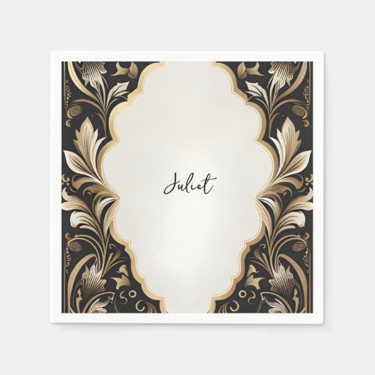 Retro Arabisch Exotisch Bold Damask Vrijgezellenfe Servet (Voorkant)