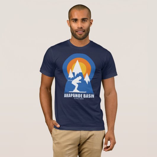 Retro Arapahoe Basin Ski Sunset T-shirt (Voorkant volledig)
