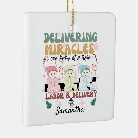 Retro arbeid en bevalling verpleegkundige Kerstmis Keramisch Ornament (Rechts)