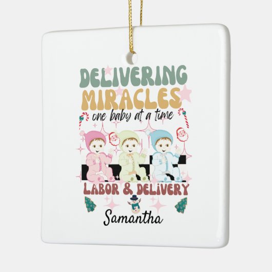 Retro arbeid en bevalling verpleegkundige Kerstmis Keramisch Ornament (Links)