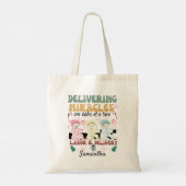 Retro arbeid en bevalling verpleegkundige Kerstmis Tote Bag (Achterkant)