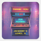 Retro Arcade Bedankt Verjaardagsfeest Sticker (Voorkant)