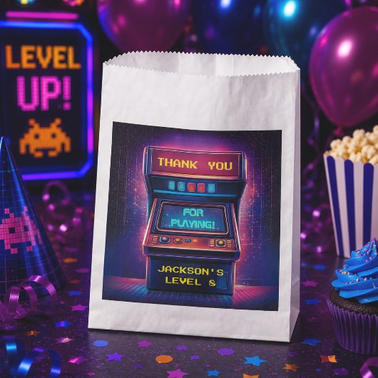 Retro Arcade Bedankt Verjaardagsfeest Sticker Bedankzakje