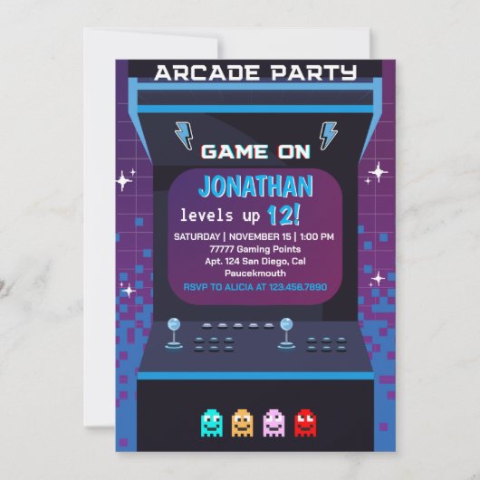 Retro Arcade Birthday Boy | Game On Party Kaart (Voorkant)