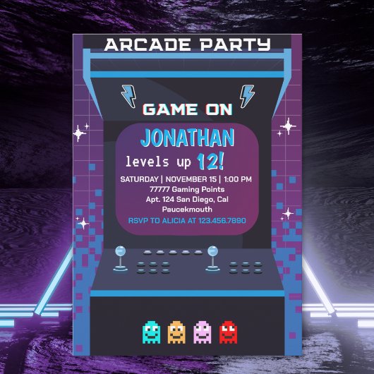 Retro Arcade Birthday Boy | Game On Party Kaart