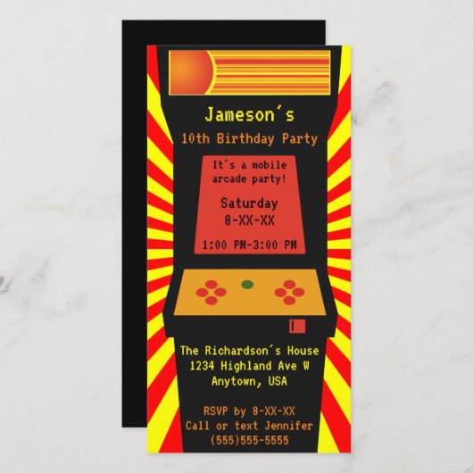 Retro Arcade Console Video Game Birthday Party (Voorkant / Achterkant)