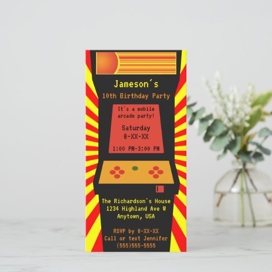 Retro Arcade Console Videogame Verjaardagsfeestje (Staand voorkant)