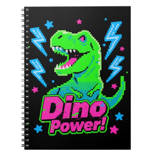 Retro Arcade Dino Power Pixel T-Rex Notitieboek (Voorkant)