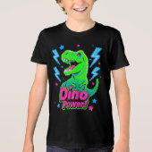 Retro Arcade Dino Power Pixel T-Rex Tri-Blend Shirt (Voorkant)