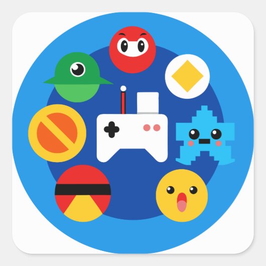 Retro Arcade Fun Vierkante Sticker (Voorkant)