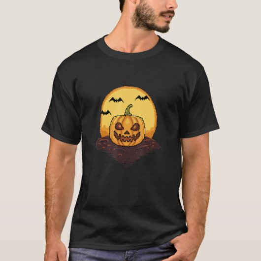Retro Arcade Game 80-bits Halloween Pumpkin T-shirt (Voorkant)