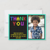 Retro Arcade Game Foto Verjaardagsfeest Bedankkaart (Voorkant)