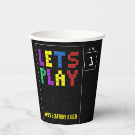 Retro Arcade Game Kinder 1e Verjaardag Party Zwart Papieren Bekers
