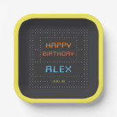 Retro Arcade Game Kinderen Birthday Party Papieren Bordje (Voorkant)