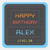 Retro Arcade Game Kinderen Birthday Party Vierkante Sticker (Voorkant)
