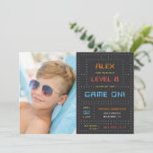 Retro Arcade Game Kinderen van Birthday Foto Kaart (Staand voorkant)