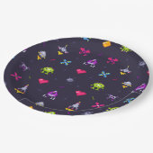 Retro Arcade Game Patroon Verjaardagsfeest Papieren Bordje (Gekanteld)