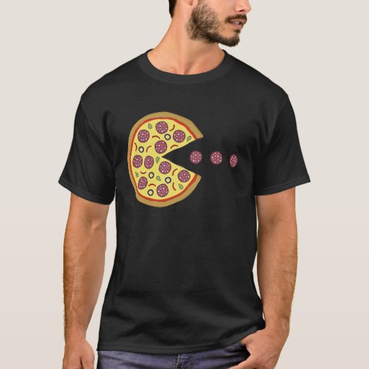 Retro Arcade Game Pizza Salami Classic Videogam T-shirt (Voorkant)