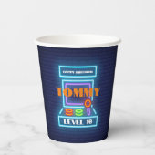 Retro Arcade Game Verjaardagsfeest Papieren Bekers (Achterkant)