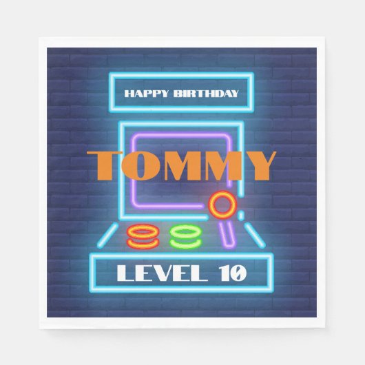 Retro Arcade Game Verjaardagsfeest Servet (Voorkant)