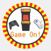 Retro Arcade Game Videospel Verjaardagsfeest Ronde Sticker (Voorkant)