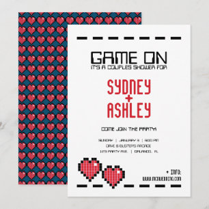 retro arcade GAMER BRUILOFT paar douche RED LOVE Kaart