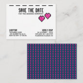 retro arcade GAMER BRUILOFT save the date PINK LOV Informatiekaartje (Voorkant / Achterkant)