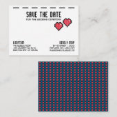 retro arcade GAMER BRUILOFT save the date RED LOVE Informatiekaartje (Voorkant / Achterkant)