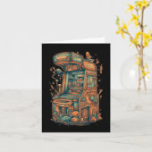 Retro Arcade Gamer Clic Gaming Arcade Machine Kaart (Gele Bloem)