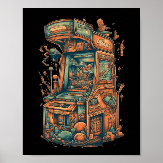 Retro Arcade Gamer Clic Gaming Arcade Machine Poster (Voorkant)
