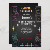 Retro Arcade Games Feest Uitnodiging Verjaardag (Voorkant / Achterkant)