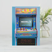 Retro Arcade Gaming Verjaardagsfeest Kaart (Staand voorkant)