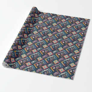 Retro Arcade Geeks Gaming Glitch & Pixel Patroon Cadeaupapier