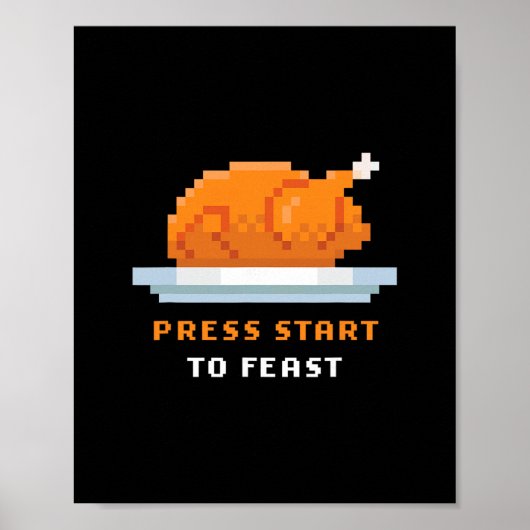 Retro Arcade Gepixelde Game Turkey – Druk op Start Poster (Voorkant)