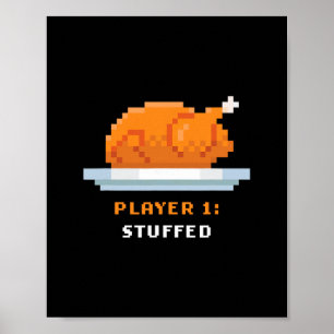Retro Arcade Gepixeliseerd Spel Turkije – Speler 1 Poster