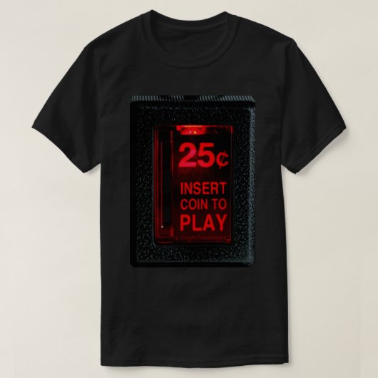 Retro Arcade invoegen munt om af te spelen T-shirt (Design voorkant)