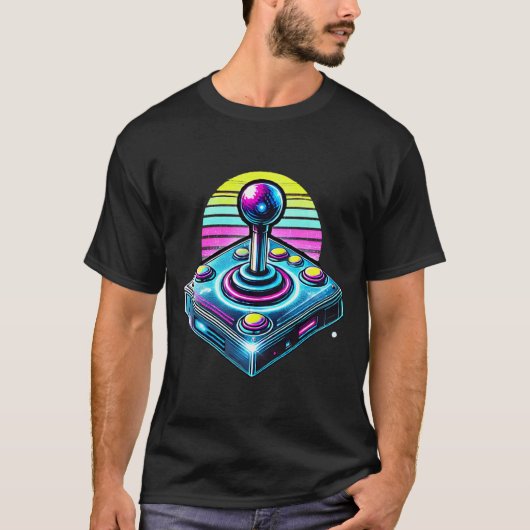 Retro Arcade Joystick  Gamer T-shirt (Voorkant)