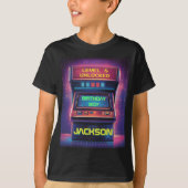Retro Arcade Level Up Verjaardags T-shirt voor Jon (Voorkant)
