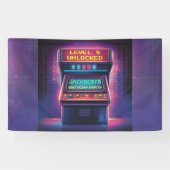 Retro Arcade Level Up Verjaardagsfeest Banner (Horizontaal)