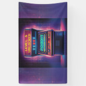 Retro Arcade Level Up Verjaardagsfeest Banner (Verticaal)