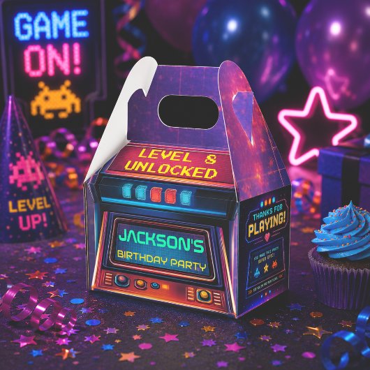 Retro Arcade Level Up Verjaardagsfeest Geschenkdoo Bedankdoosjes