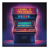 Retro Arcade Level Up Verjaardagsfeest Poster (Voorkant)