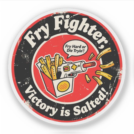 Retro Arcade Lichtpistool & Franse Frieten Ontwerp Sticker (Voorkant)