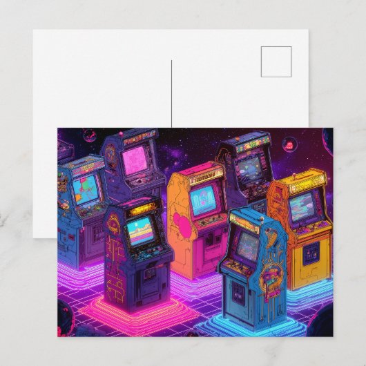 Retro Arcade Machines Briefkaart (Voorkant / Achterkant)
