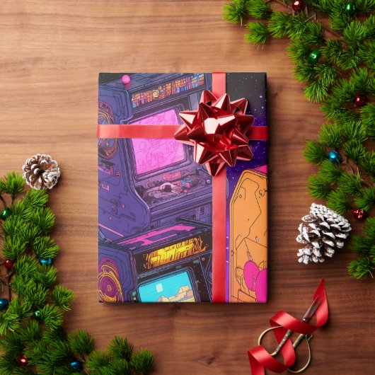 Retro Arcade Machines Cadeaupapier (Feestdagen Geschenken)