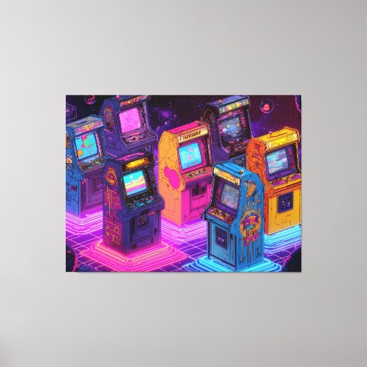 Retro Arcade Machines Canvas Afdruk (Voorkant)