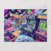 Retro Arcade Machines in de Ruimte Briefkaart (Voorkant)