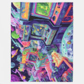 Retro Arcade Machines in de Ruimte Fleece Deken (Voorkant)